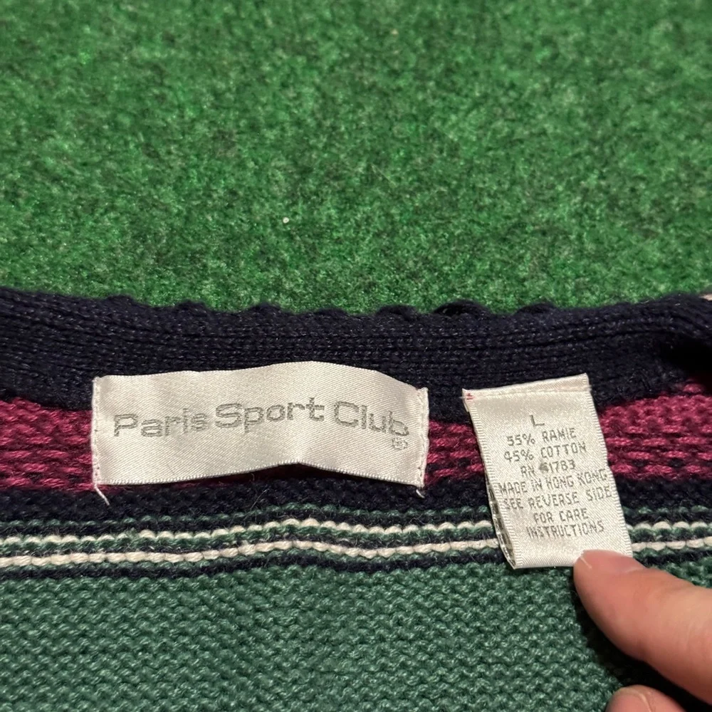 Southwestern Cardigan Paris Sport Vintage 90s Large 23x22 Cropped Boxy Sweater - Picture 3 of 8